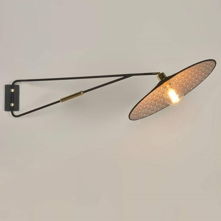 Lampa ścienna na metalowym i tekstylnym ramieniu obrotowym L103cm GATSBY czarny paw