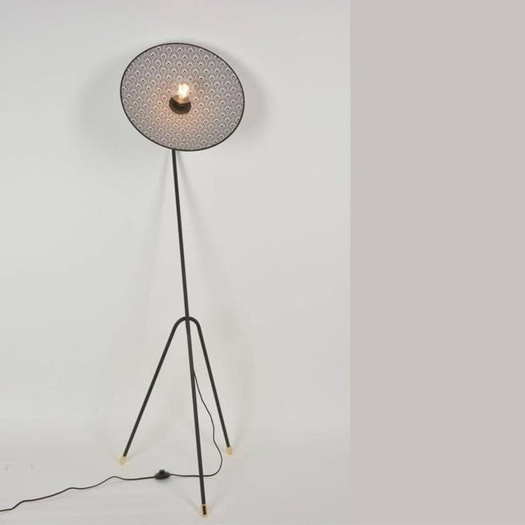 Lampa podłogowa na statywie, metal i tkanina, wys. 180 cm GATSBY drukowane paw