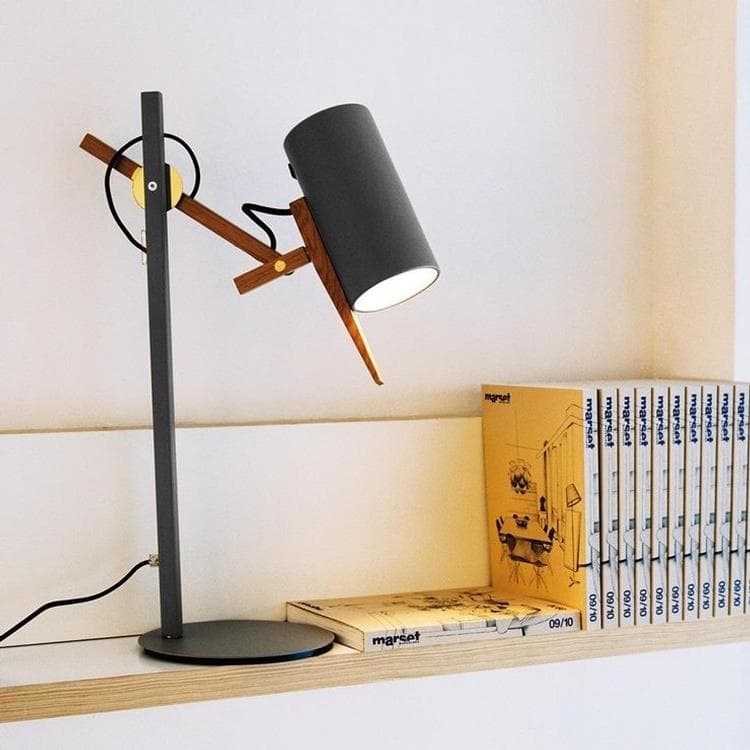 Drewniana lampa biurkowa H59cm SCANTLING Czarny