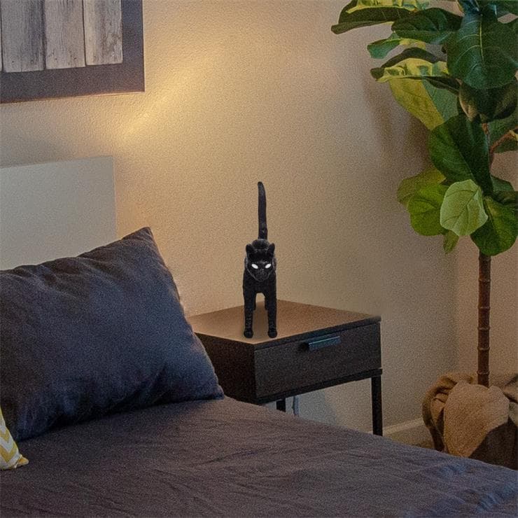 Lampa stojąca LED sans fl & Dotykowa Kot Żywica Dł.46cm CAT LAMP FELIX Czarny