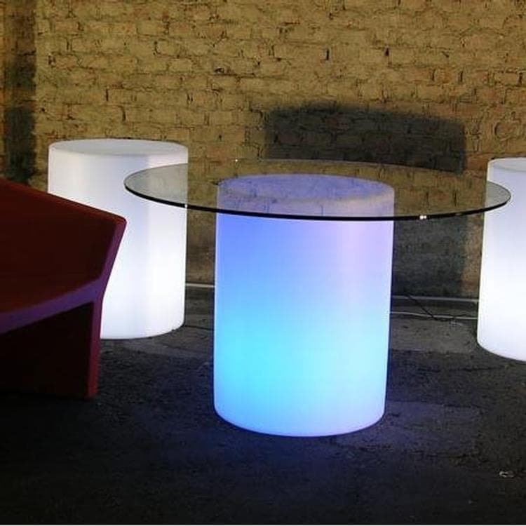 Stół świecąca Szkło/Polietylene Ø120cm ARTHUR Bialy
