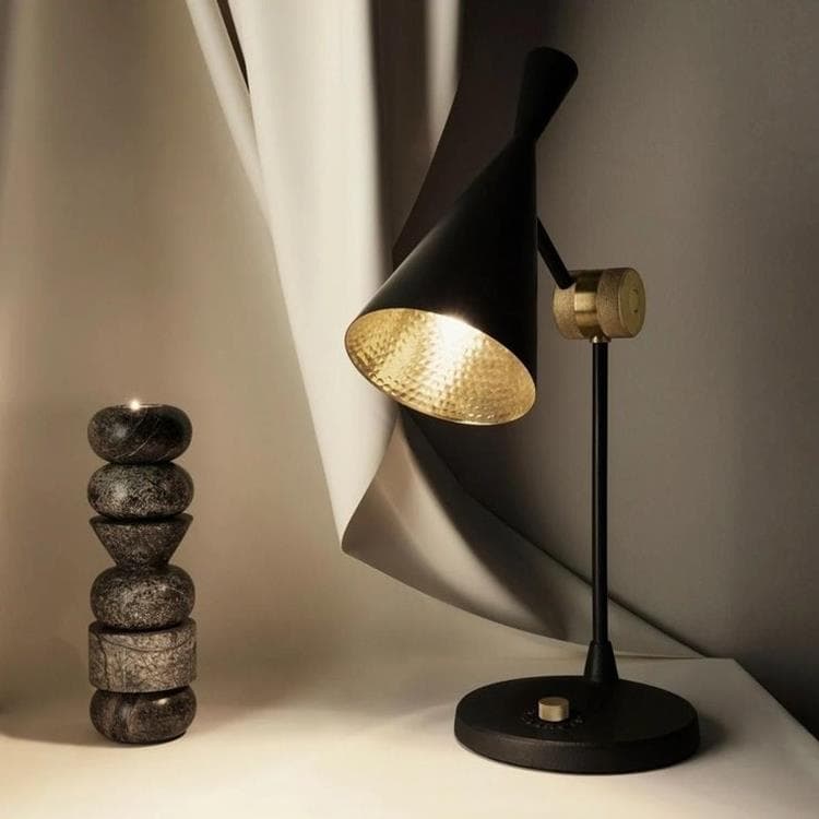 Lampa stołowa Metal Wys.48cm BEAT TABLE Czarny i Zloty