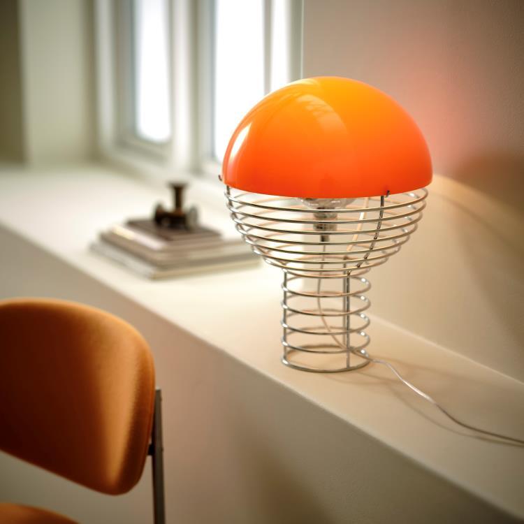 Lampa stojąca Metal Wys.42cm WIRE Chrom / Pomarańczowy