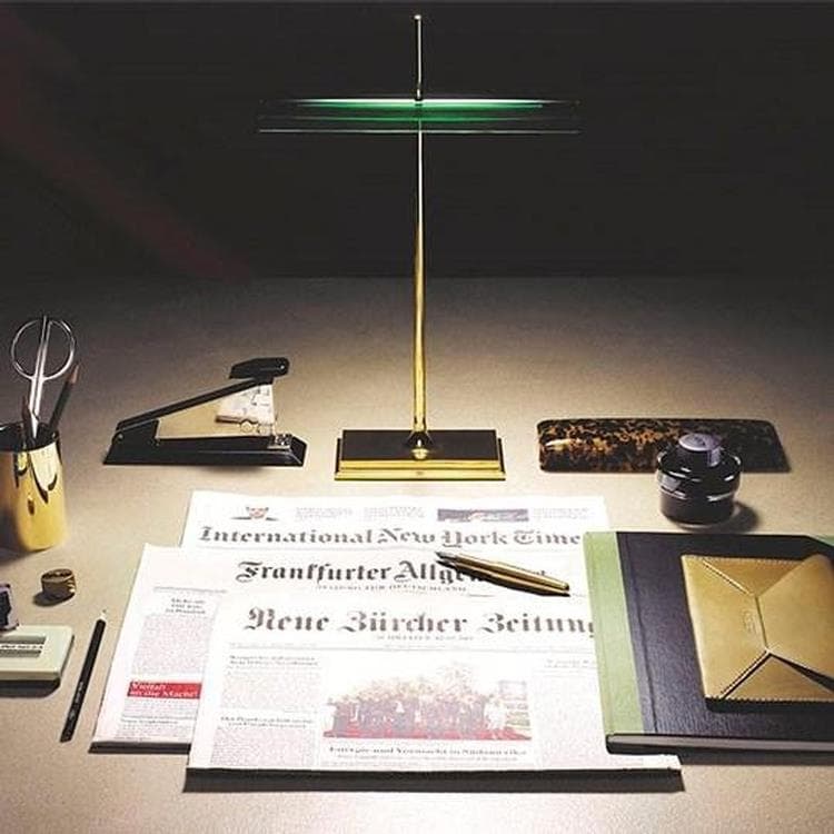 Lampa stojąca LED Wys.40cm GOLDMAN mosiadz zloty zielony