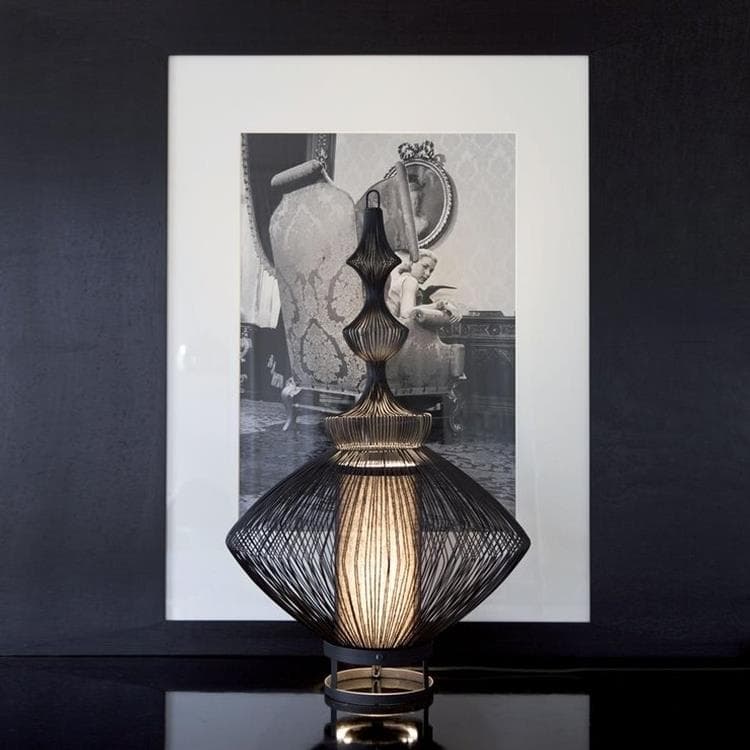 Lampa stojąca Metal Druciana & Bawełna Wys.62cm OPIUM Czarny