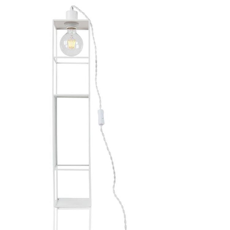 lampa ścienna lub podłogowa z półkami i gniazdem L70cm SHELFIE Bialy