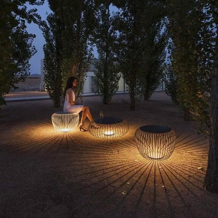 Outdoor LED floor lamp/table Ø92cm MERIDIANO kaki