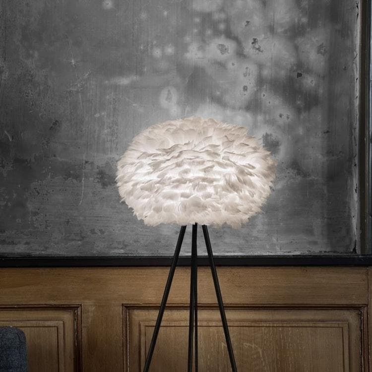  EOS - Lampadaire Plume Blanc/Trépied Noir H139cm Bialy