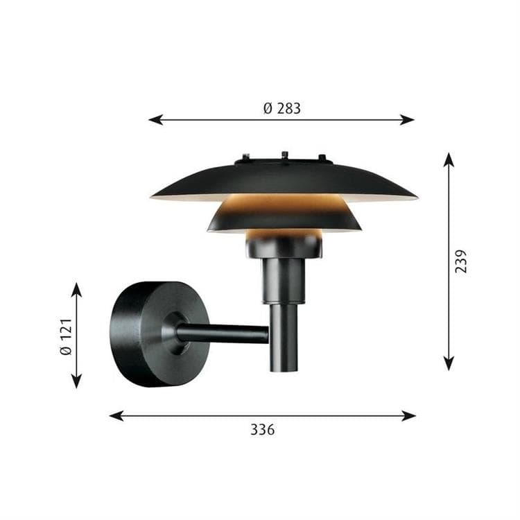 Zewnętrzna lampa ścienna ze stali nierdzewnej L36cm PH 3-2½ Czarny