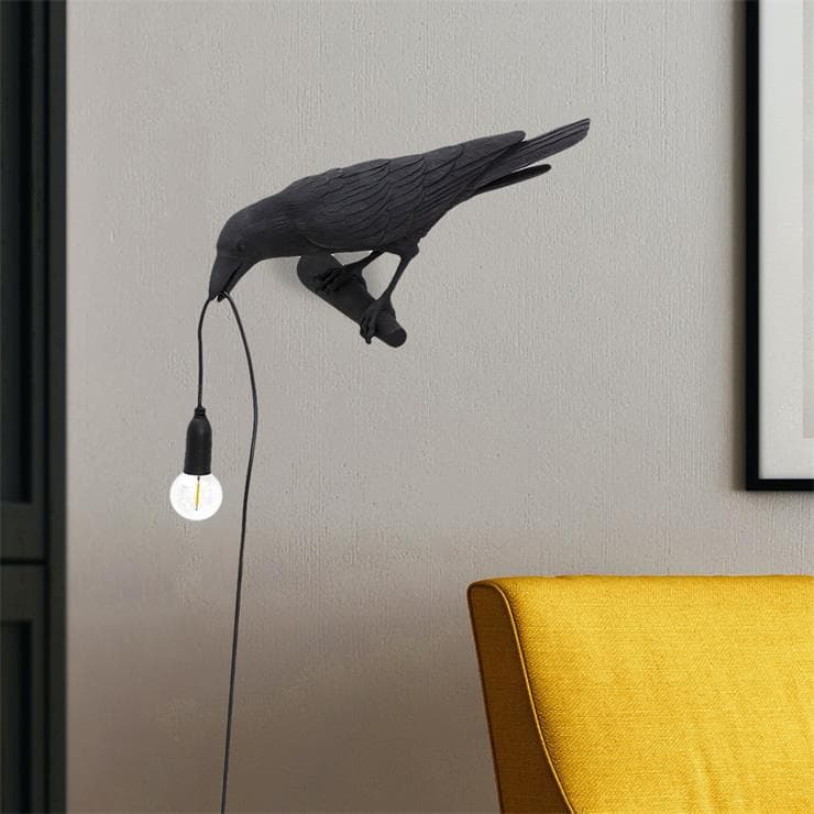 Lewa lampa ścienna Bird H12.3cm BIRD Czarny