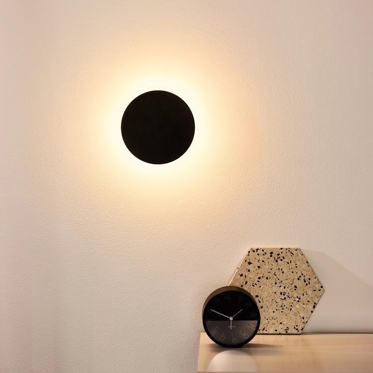 Okrągła metalowa lampa ścienna LED Ø15cm EKLYPS LED Czarny