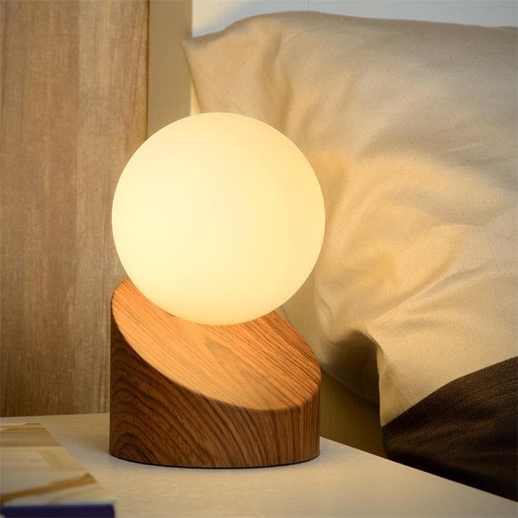Lampa imitacja drewna i szkło włącznik dotykowy Ø10cm LEN Drewno jasne