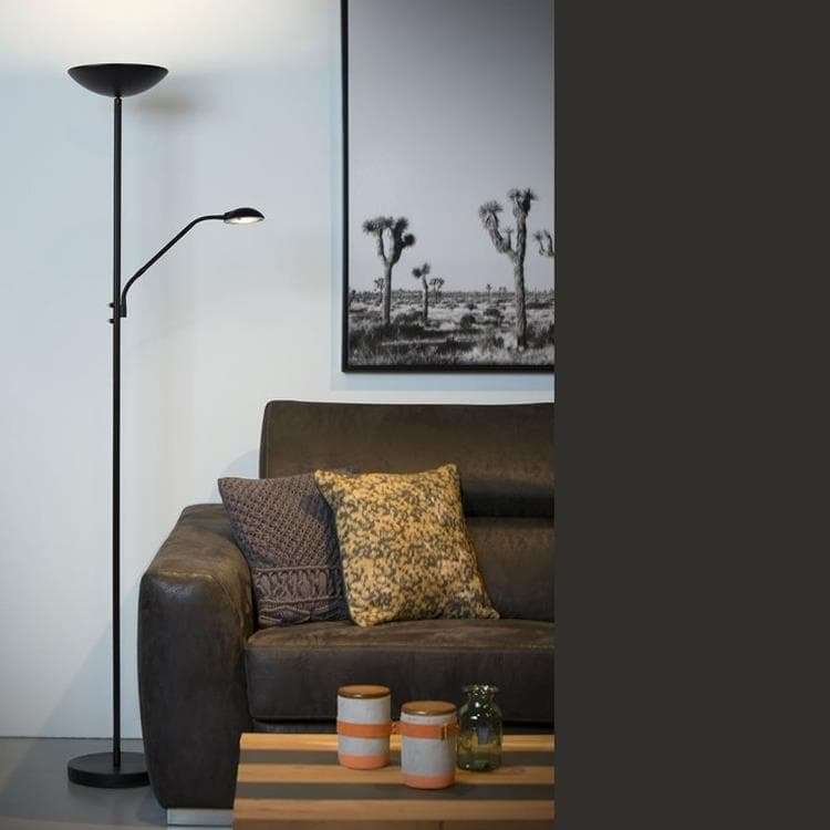 Lampa podłogowa LED z metalową lampką do czytania H180cm ZENITH Czarny