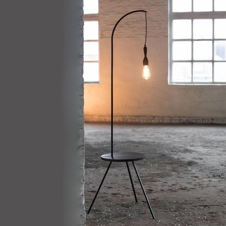 Lampa stołowa na trójnogu Drewno/Stal H160cm LAMPA STOŁOWA Czarny