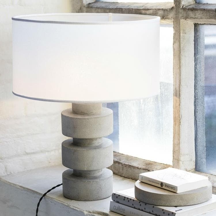  DISC - Lampe à poser Béton/tissu H38cm beton i bialy