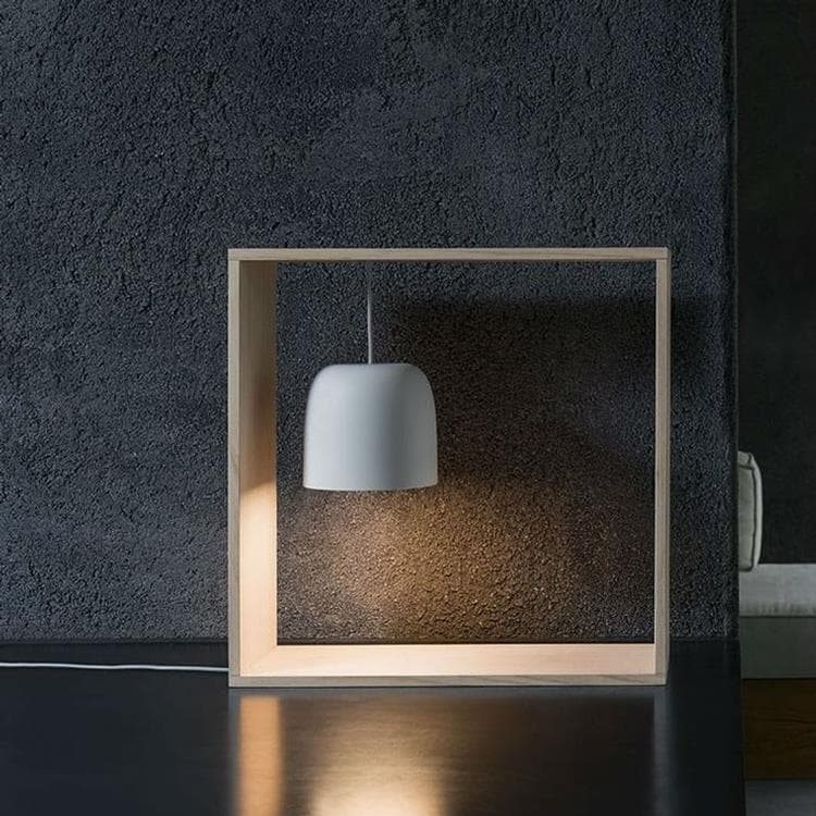 LED lampa stołowa Poliwęglan/drewno H35cm GAKU WIRE Bialy