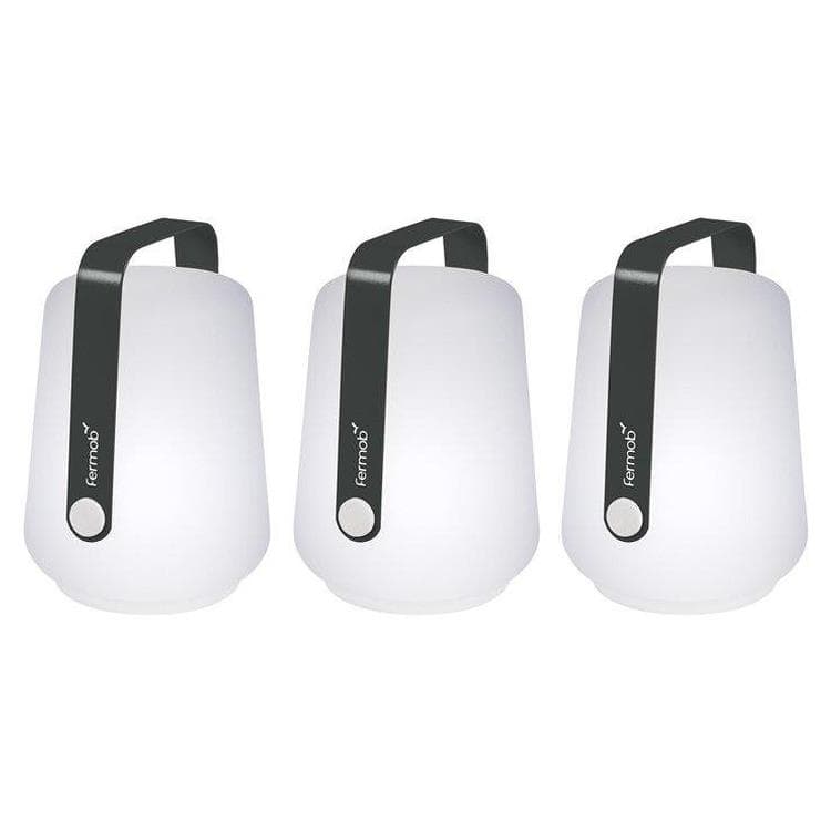 Komplet 3 lamp przenośnych LED zewnętrznych Wys.12cm BALAD Carbone