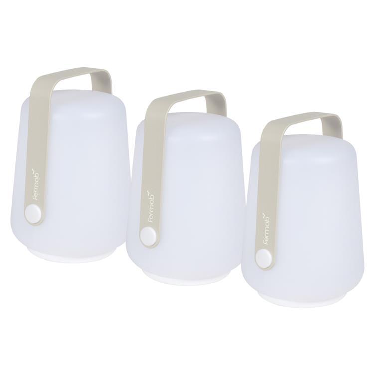 Komplet 3 lamp przenośnych LED zewnętrznych Wys.12cm BALAD glina szara