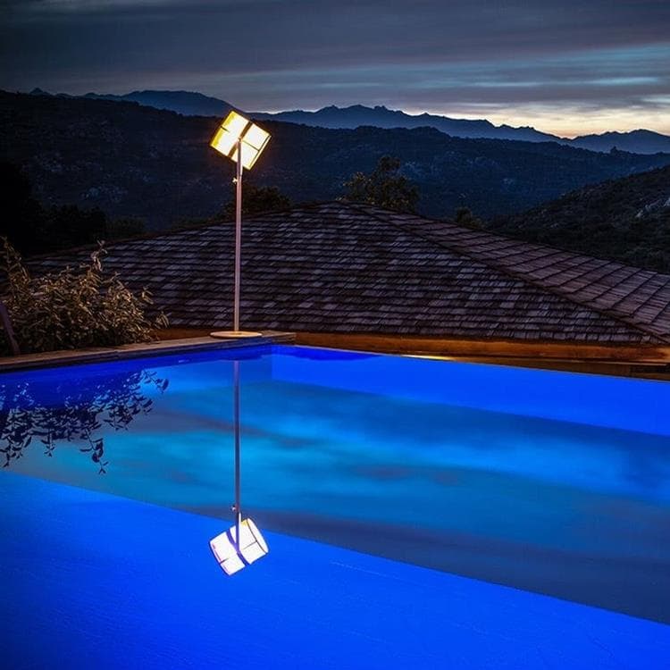 Lampa podłogowa zewnętrzna LED solarna Aluminium/Tkanina Wys.140-170cm PARIS wegiel/niebieski