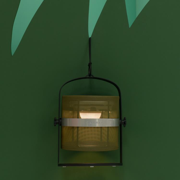 Lampa/Latarenka zewnętrzna LED solarna Aluminium/Tkanina outdoor Wys.36cm PETITE zielen paproci / czarny