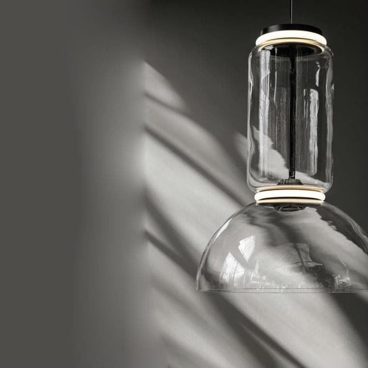 szklana lampa LED 1 niski cylinder /1 misa H75cm NOCTAMBULE Przezroczysty