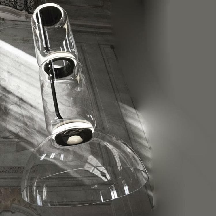 szklana lampa LED 2 cylindry niskie /1 misa H120cm NOCTAMBULE Przezroczysty