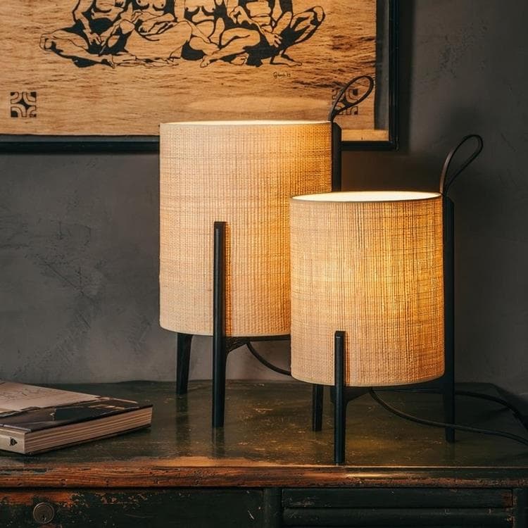 Lampa Dąb Ø26cm H44cm GRETA Czarny i Naturalny