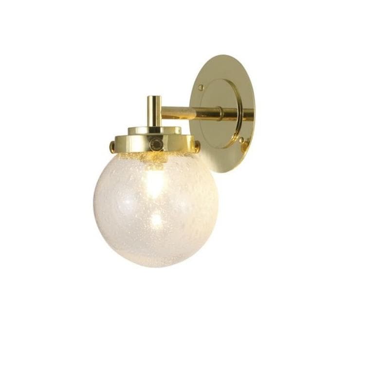 lampa ścienna łazienkowa Szklana z bąbelkową inkluzją Ø12cm MINI GLOBE bialy mosiadz