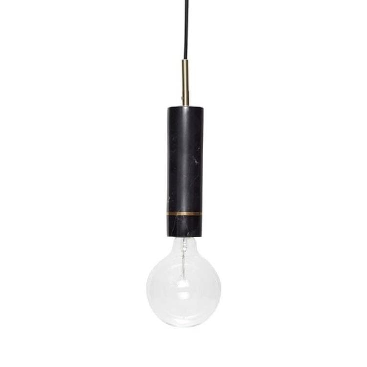 Marmur / mosiądz Lampa wisząca H29cm TUBE MARBLE Czarny