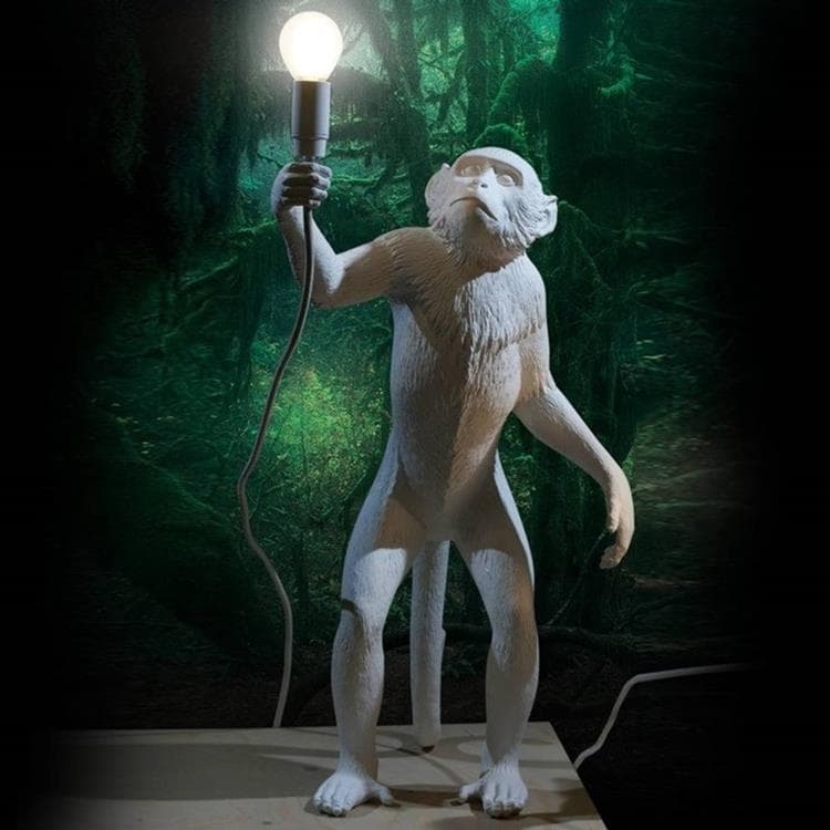 Lampa stojąca Małpa stojąca z abażurem Wys.54cm MONKEY Bialy