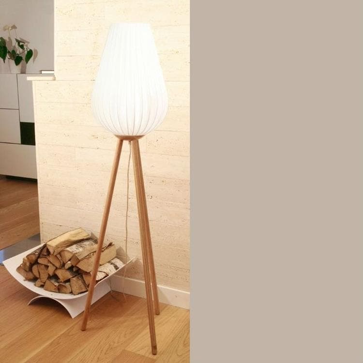 Tripod Lampa podłogowa Drewno/Polipropylen H140cm SWEA drewno naturalny i bialy