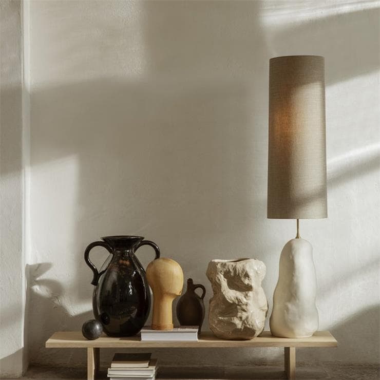 Lampa stołowa ze ściemniaczem Ceramic/Textile H128cm HEBE Bialy