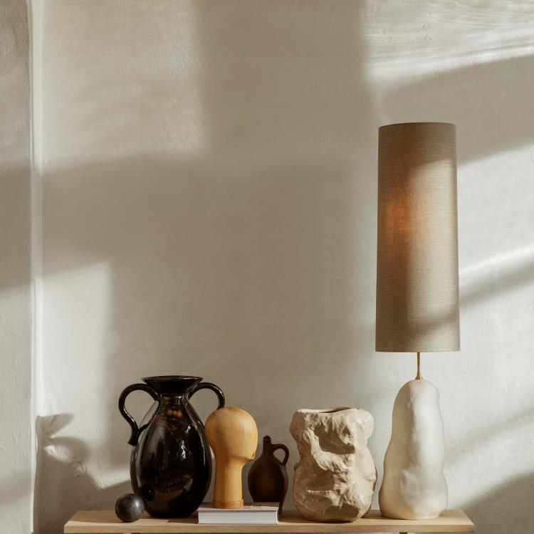Lampa stołowa ze ściemniaczem Ceramic/Textile H128cm HEBE bialy piaskowy