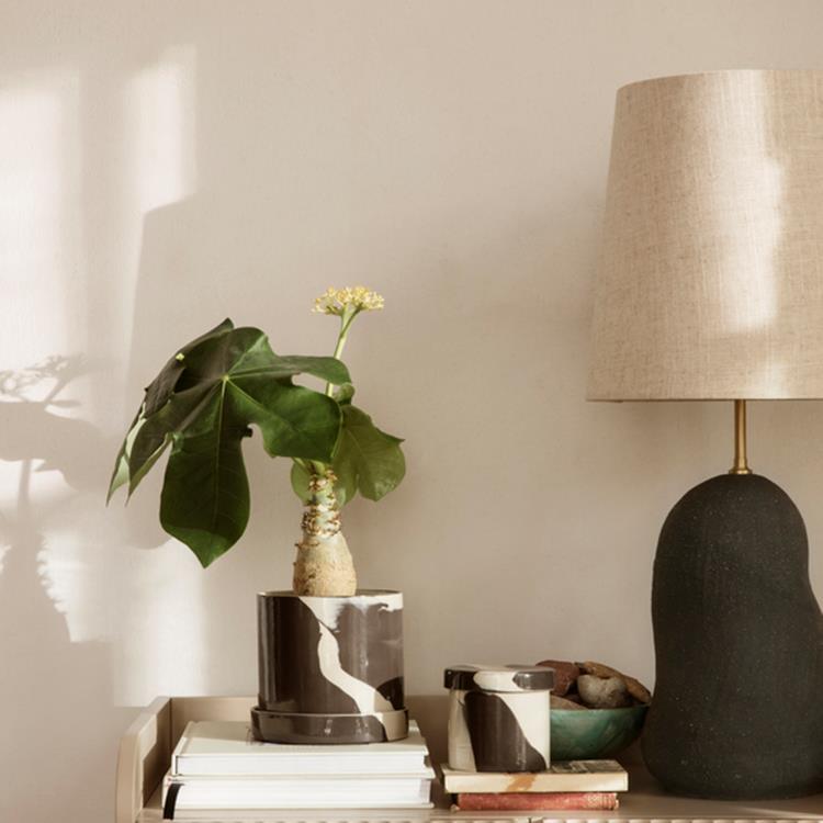 Lampa stołowa ze ściemniaczem Ceramic/Textile H58.5cm HEBE Czarny i Naturalny