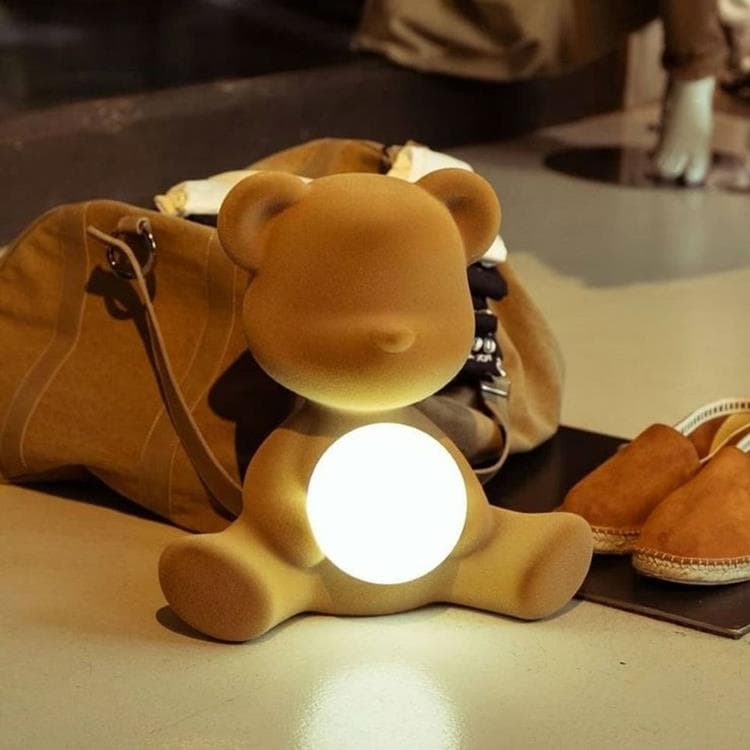 Ładowalna lampa LED Aksamitny Miś H32cm TEDDY GIRL Bezowy piaskowy