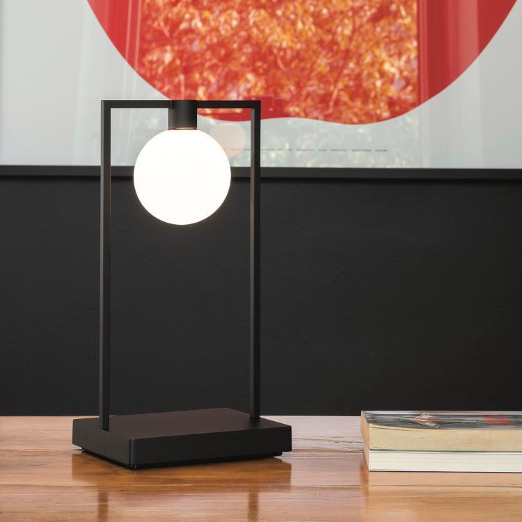 Lampa LED bezprzewodowa Metal/Szkło Wys.36cm CURIOSITY Czarny