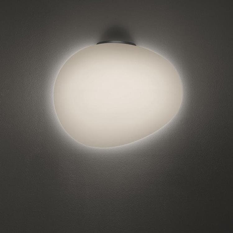 Lampa ścienna Szkło / Metal H26cm GREGG MEDIA SEMI 2 blanc / gris graphite