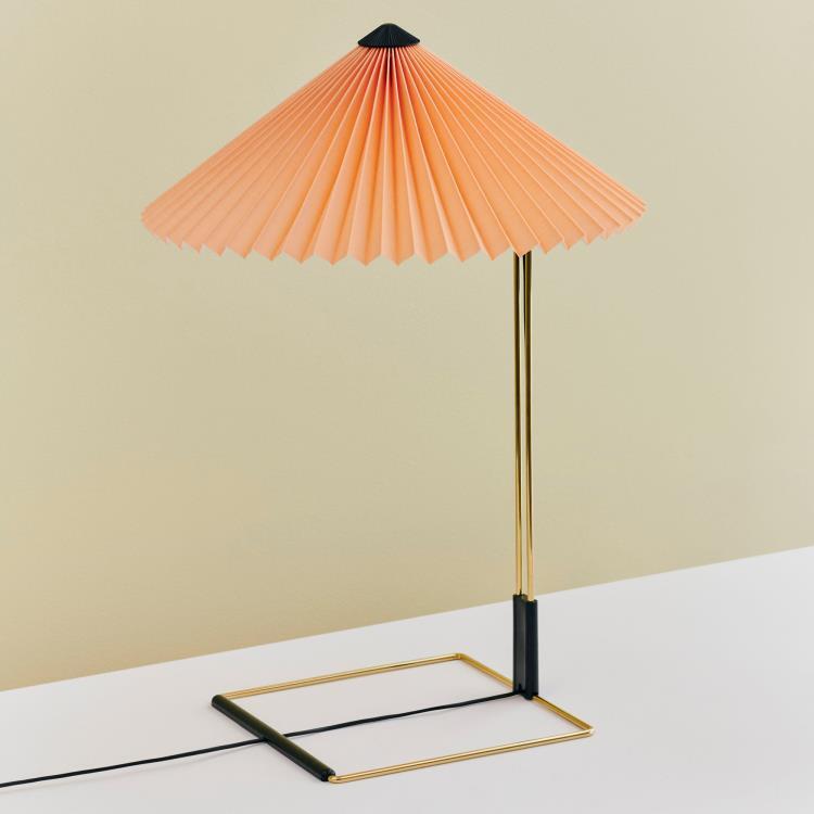 Lampa stołowa LED bawełna/metal H38cm MATIN SMALL Podstawa brzoskwiniowa / mosiężna