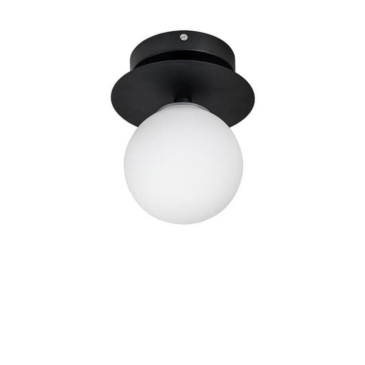 Aplikacja/Lampa sufitowa łazienkowa metal/szkło Ø16cm ART DECO czarny bialy