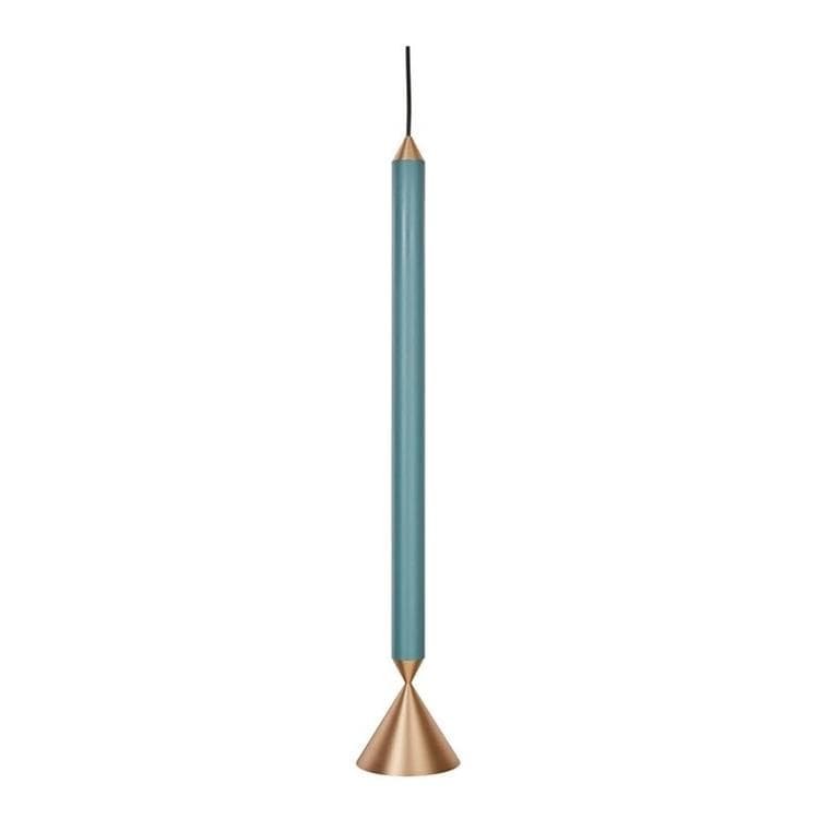 Metalowa lampa wisząca H59cm Ø12.5cm APOLLO Bleu foncé / Laiton Poli