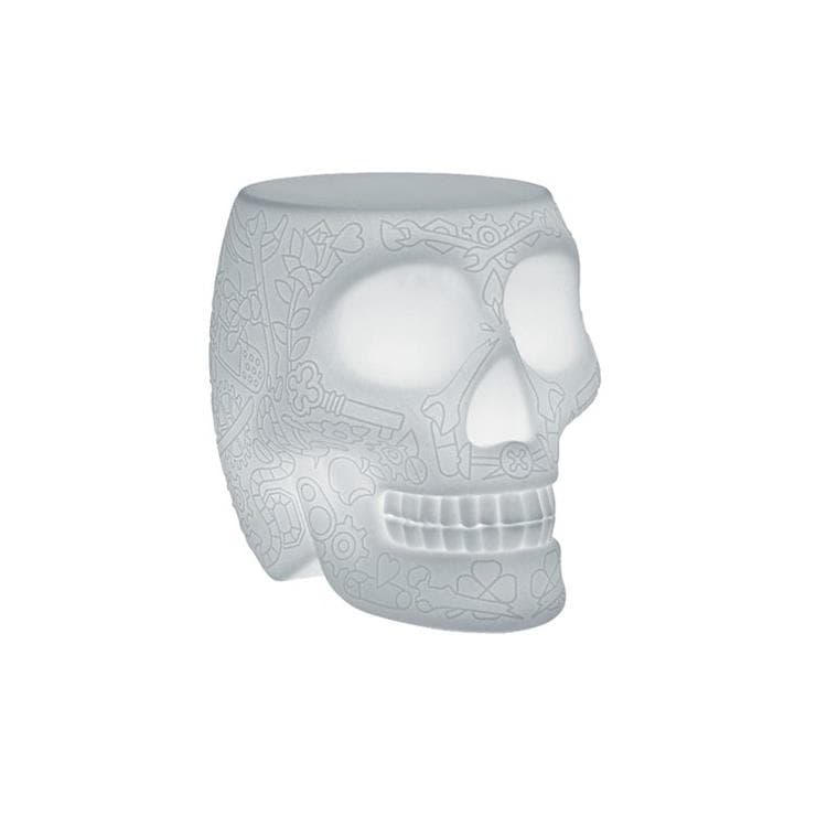 Taboret zewnętrzny Skull LED H45cm MEXICO Bialy
