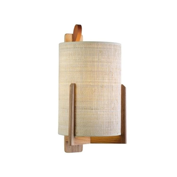 lampa ścienna z drewna dębowego Ø18cm GRETA czarny i bialy