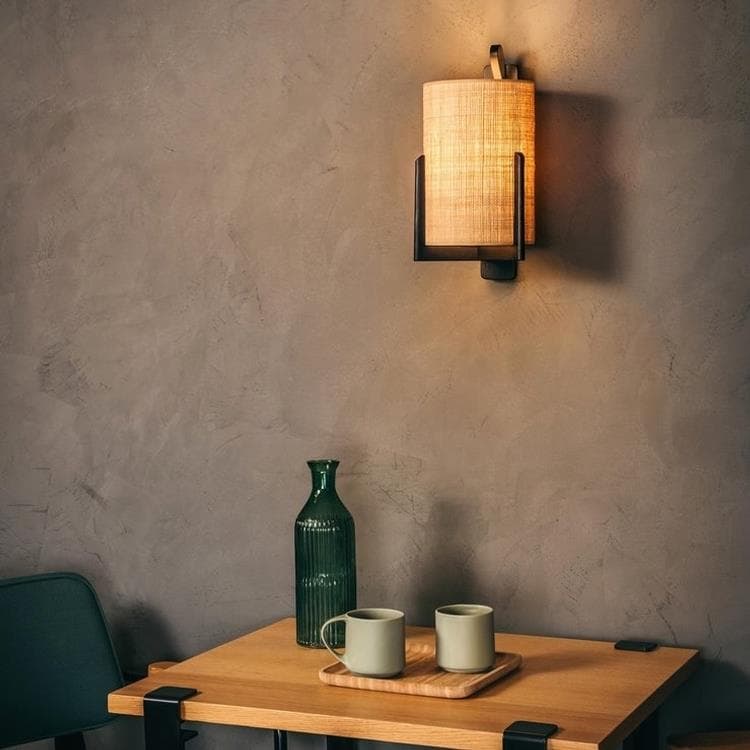 lampa ścienna z drewna dębowego Ø18cm GRETA Czarny i Naturalny