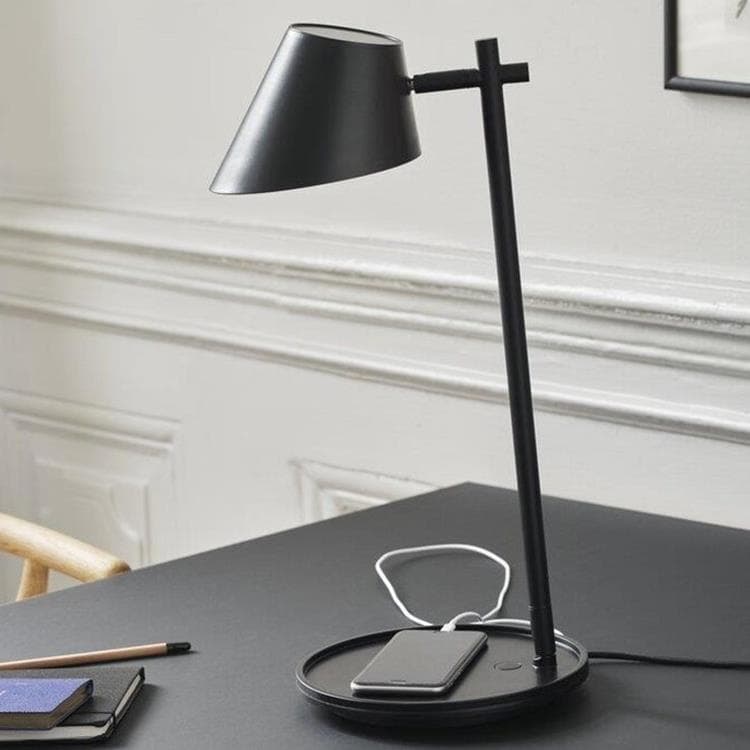 Lampa stołowa LED z portem USB Wys.47cm STAY Czarny