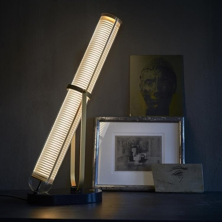 Lampa stołowa LED ściemnialna Marmur/Szkło Wys.65cm FRECHIN zloty czarny