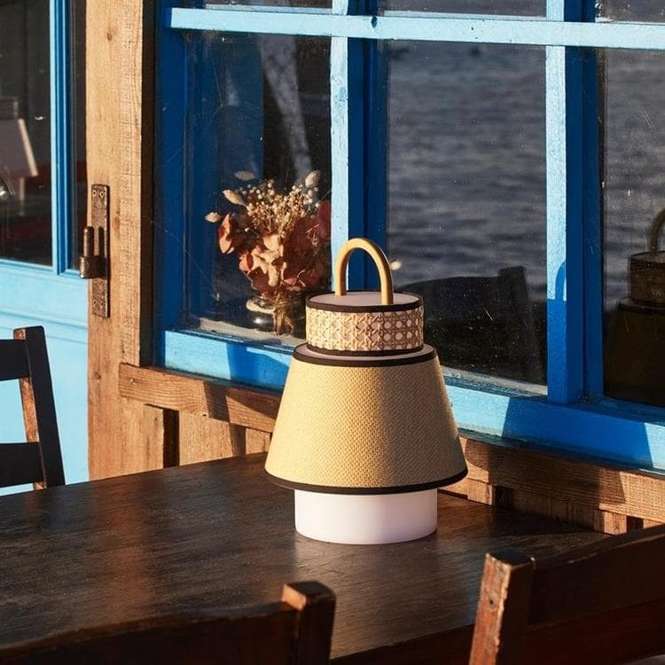 Lampa przenośna zewnętrzna LED Bambus/Tkanina Wys.32,5cm SINGAPOUR miodowy