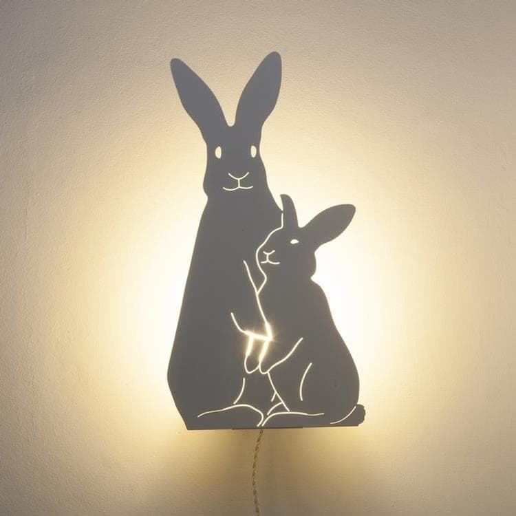 Lampa ścienna / lampa stołowa w kształcie wyciętego metalowego królika z gniazdem H40cm BUNNIES kosc sloniowa