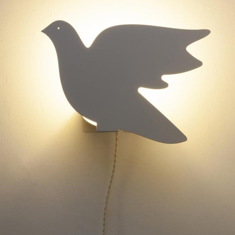 Lampa ścienna / MetalowaLampa stołowa w kształcie gołębia z gniazdem H32cm PALOMA kosc sloniowa