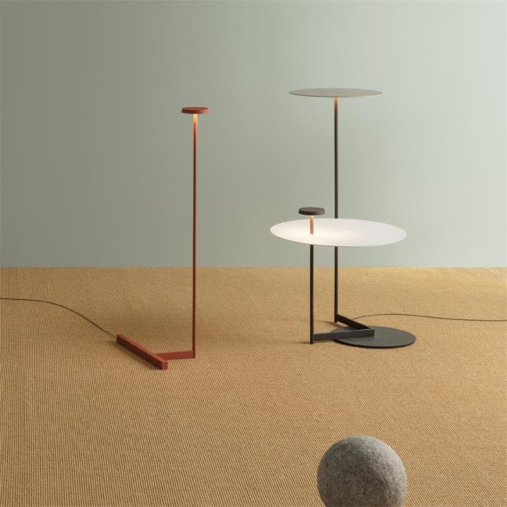 Lampa podłogowa i stolik kawowy LED Metal H43cm FLAT Bialy