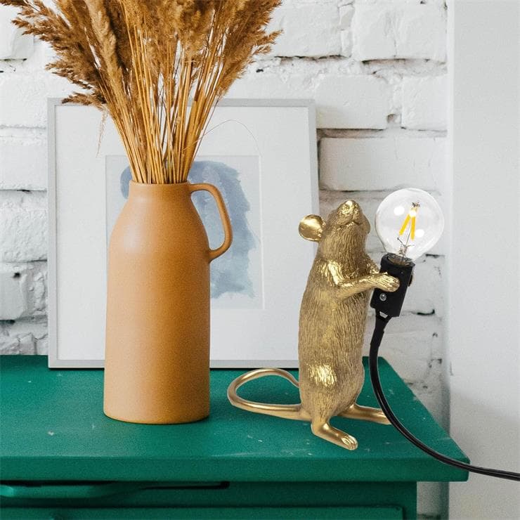Lampa stołowa Mysz stojąca Kabel USB Wys.14cm MOUSE Zloty